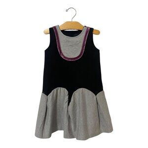 Amour Bows Girls Dress Size 4 Sleeveless Bib Collar Grey Black Purple